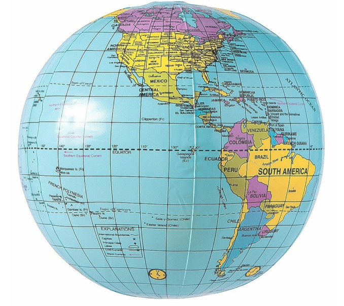 Inflatable World Globe 27cm Inflated