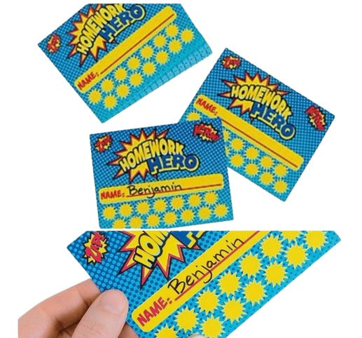 Tracking Reward Cards for Kids Homework Incentive Punch Cards x 100