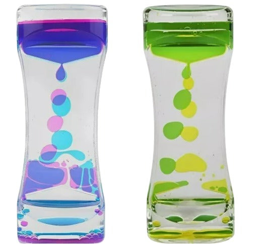 Colourful Liquid Bubble Motion Drop Timer Hourglass Fidget Sensory Toy Set of 2