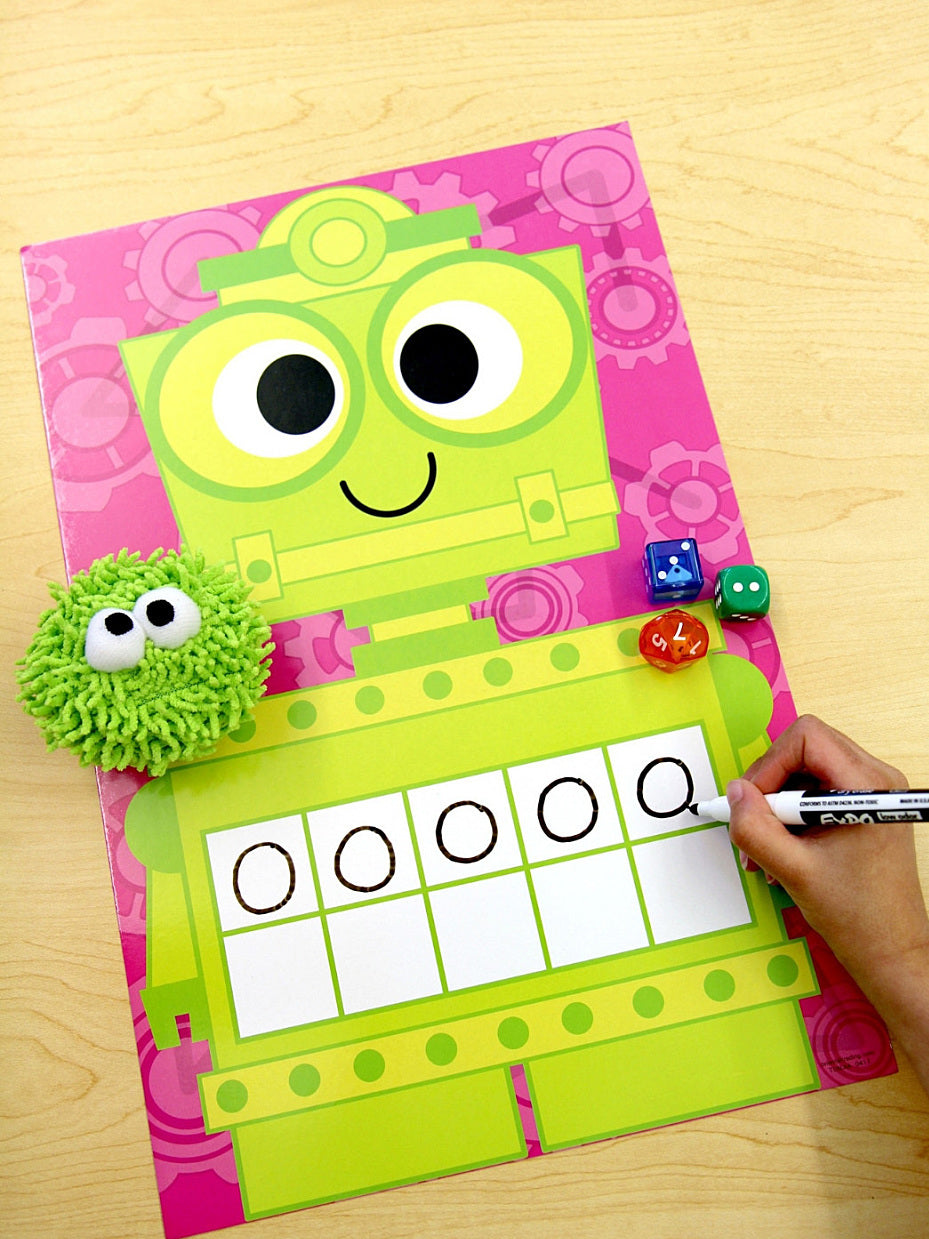 Ten Frame Robots: Roll, Count, and Add Set of 6